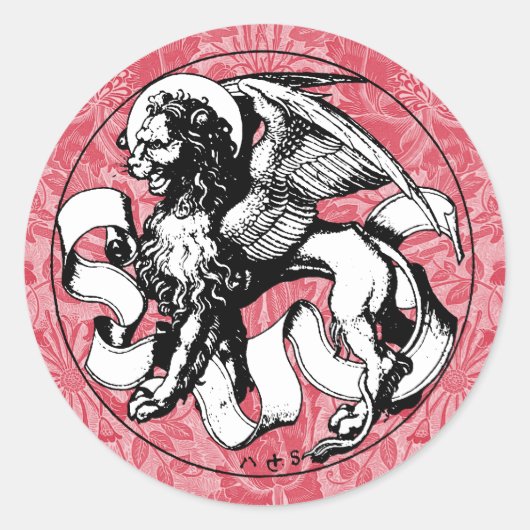 St. Mark's Emblem Winged Lion Runder Aufkleber (Vorderseite)