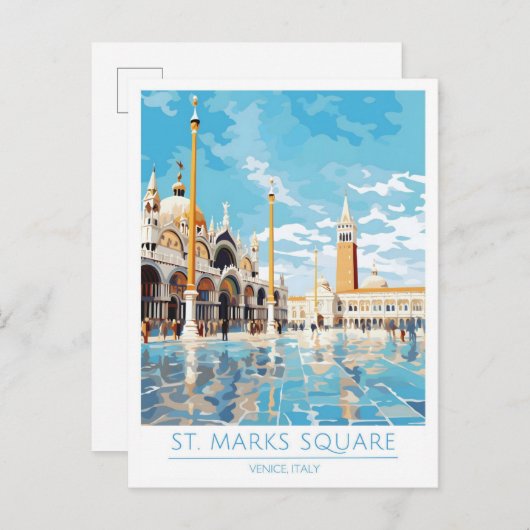 St Marks Square Venedig Städtische Badeanstalt Postkarte (Vorne/Hinten)