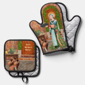 St. Martha von Bethany in Ihrer Küche Ofenhandschuh & Topflappen-Set (Vorderseite/Rückseite)