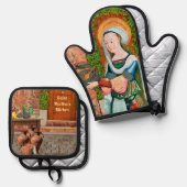 St. Martha von Bethany in Ihrer Küche Ofenhandschuh & Topflappen-Set (Vorderseite/Rückseite)