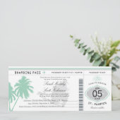 St. Martin Boarding Pass Hochzeit in Urlaubsort Einladung (Stehend Vorderseite)