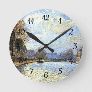 St Martin Canal Alfred Sisley Runde Wanduhr