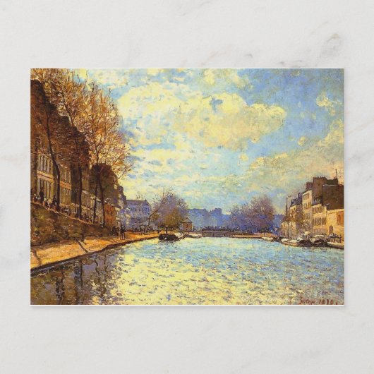 St Martin Canal von Sisley Impressionist Painting Postkarte (Vorderseite)