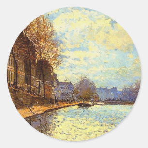 St Martin Canal von Sisley Impressionist Painting Runder Aufkleber