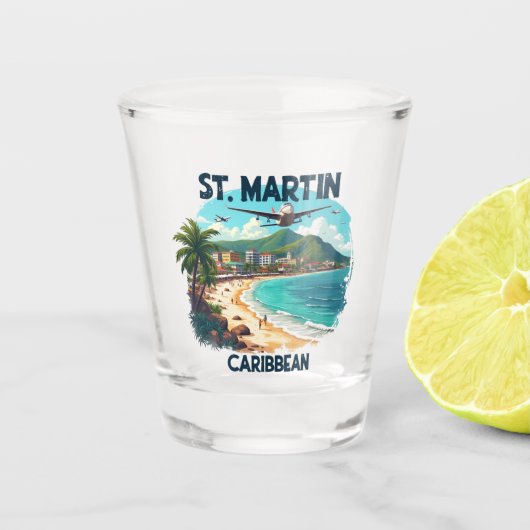 ST. MARTIN CARAIBES SCHNAPSGLAS (Vorderseite)