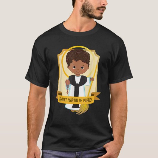 St Martin de Porres Afrikanischer Schwarzer Heilig T-Shirt (Vorderseite)