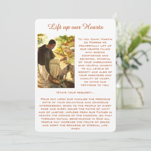 St. Martin de Porres Gebet Racial Harmony Card (Stehend Vorderseite)