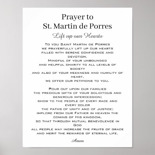 St. Martin de Porres Gebet Racial Harmony Poster (Vorne)
