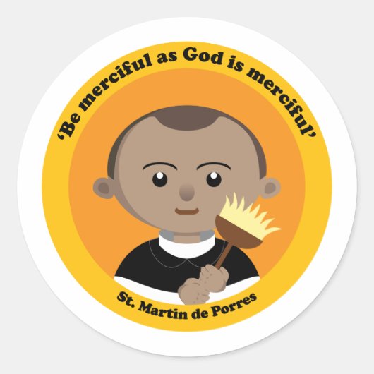 St. Martin de Porres Runder Aufkleber (Vorderseite)