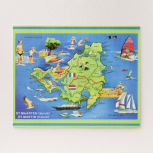 St Martin Insel 16x20 Karte Puzzle