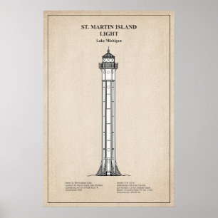 St. Martin Island Leuchtturm - Michigan - SBD Poster