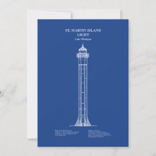 St. Martin Island Lighthouse - Michigan - AD Dankeskarte