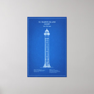 St. Martin Island Lighthouse - Michigan - AD Leinwanddruck