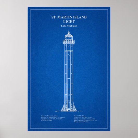 St. Martin Island Lighthouse - Michigan - AD Poster (Vorne)
