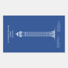 St. Martin Island Lighthouse - Michigan - AD Rechteckiger Aufkleber