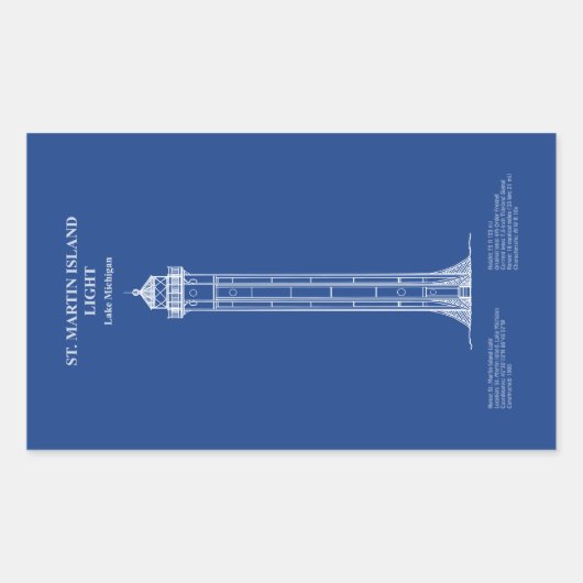 St. Martin Island Lighthouse - Michigan - AD Rechteckiger Aufkleber (Vorderseite)