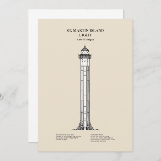 St. Martin Island Lighthouse - Michigan - SBD Dankeskarte (Vorne/Hinten)
