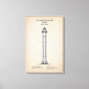 St. Martin Island Lighthouse - Michigan - SBD Leinwanddruck