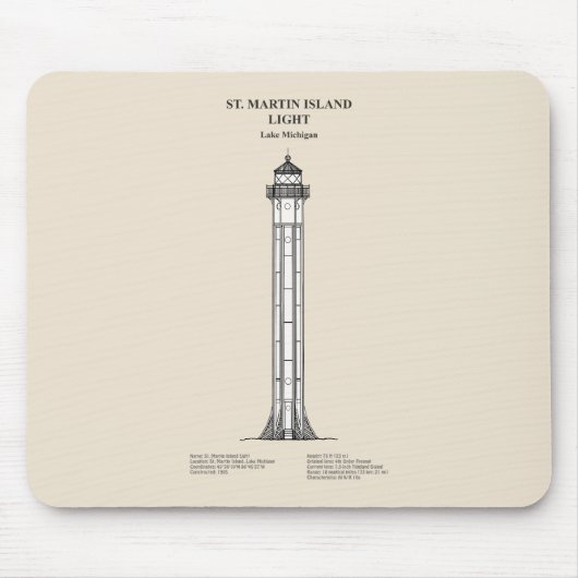 St. Martin Island Lighthouse - Michigan - SBD Mousepad (Vorne)