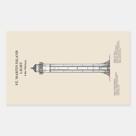 St. Martin Island Lighthouse - Michigan - SBD Rechteckiger Aufkleber