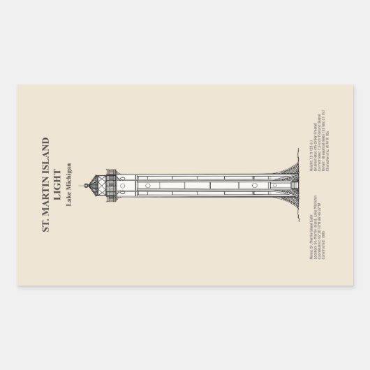 St. Martin Island Lighthouse - Michigan - SBD Rechteckiger Aufkleber (Vorderseite)