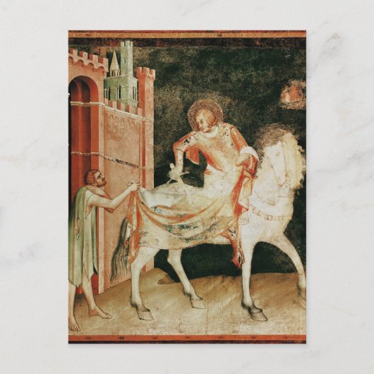St. Martin teilt seinen Mantel mit dem Bettler Postkarte (Vorderseite)