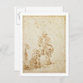 St. Martin und der Beggar (Stift & Tinte auf Papie Postkarte (Vorne/Hinten)