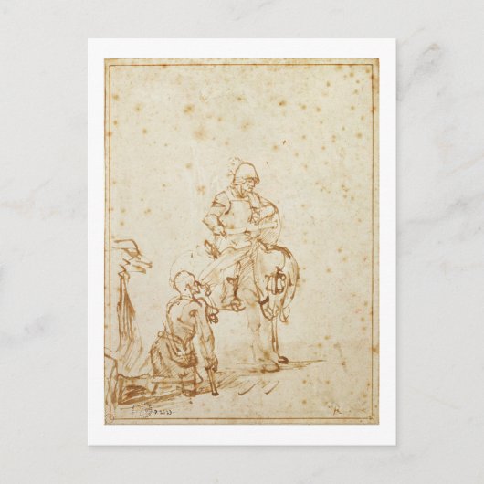 St. Martin und der Beggar (Stift & Tinte auf Papie Postkarte (Vorderseite)