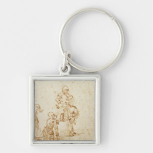 St Martin und der Bettler (Stift u. Tinte auf Schlüsselanhänger