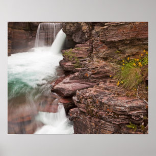 St Mary Falls im Glacier National Park in Poster