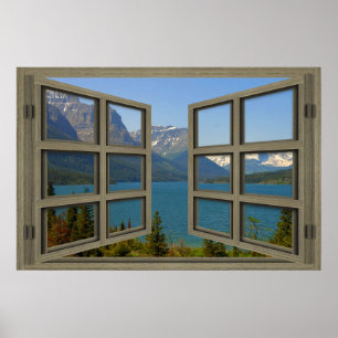 St. Mary Lake durch ein offenes Fenster Poster