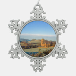St Mary's Crosthwaite Holiday Card Foto Bl Schneeflocken Zinn-Ornament