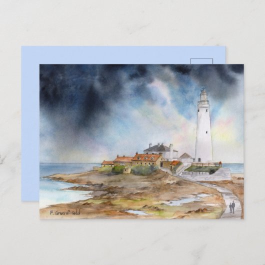St Marys Lighthouse Whitley Bay Postkarte (Vorne/Hinten)