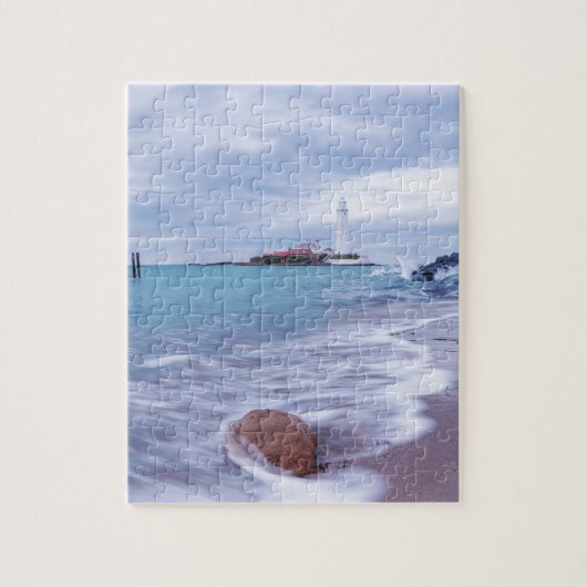 St Mary's Lighthouse Whitley Bay Vereinigtes König Puzzle (Vertikal)