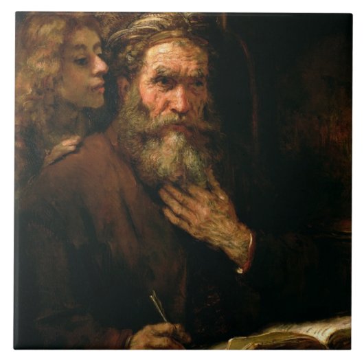 St Matthew und der Engel, 1655-60 (Öl auf Fliese (Vorderseite)