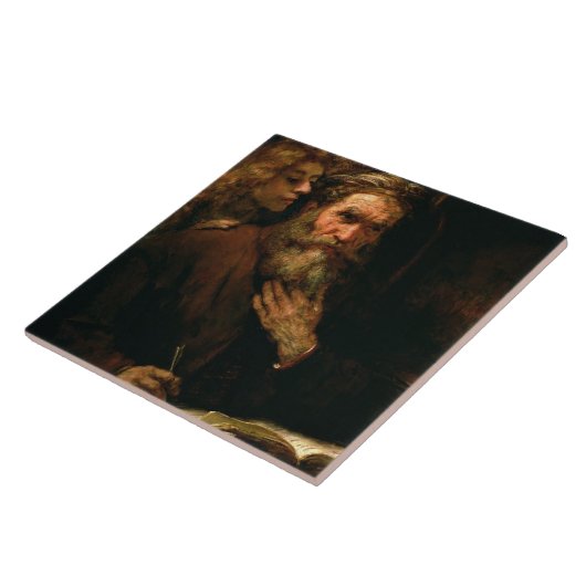 St Matthew und der Engel, 1655-60 (Öl auf Fliese (Seite)