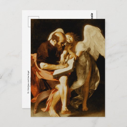St. Matthew und der Engel von Caravaggio Postkarte (Vorne/Hinten)