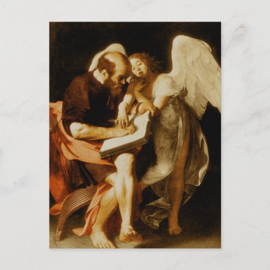 St. Matthew und der Engel von Caravaggio Postkarte (Vorderseite)
