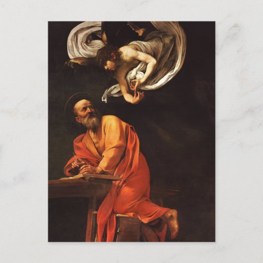 St. Matthew und der Engel von Caravaggio Postkarte (Vorderseite)