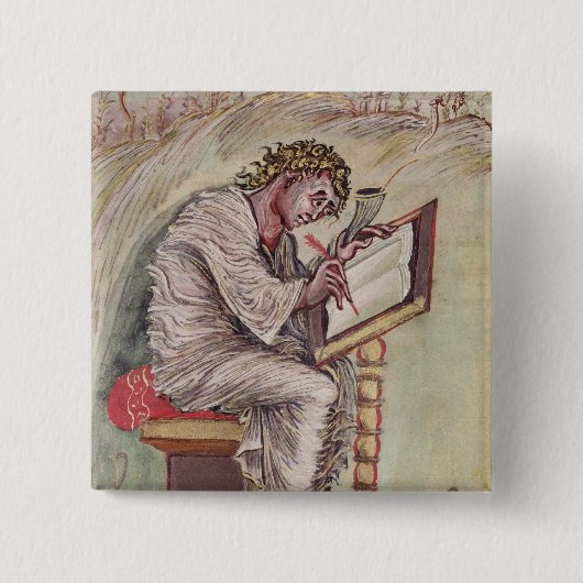 St Matthew, von den Ebbo Evangelien Button (Vorderseite)