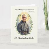 St. Maximilian Kolbe, Gottes Frieden und Segnungen Karte (Vorderseite)