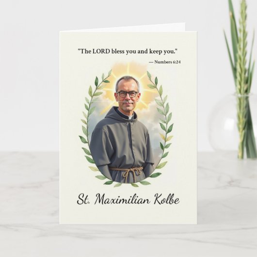St. Maximilian Kolbe, Gottes Frieden und Segnungen Karte (Vorderseite)