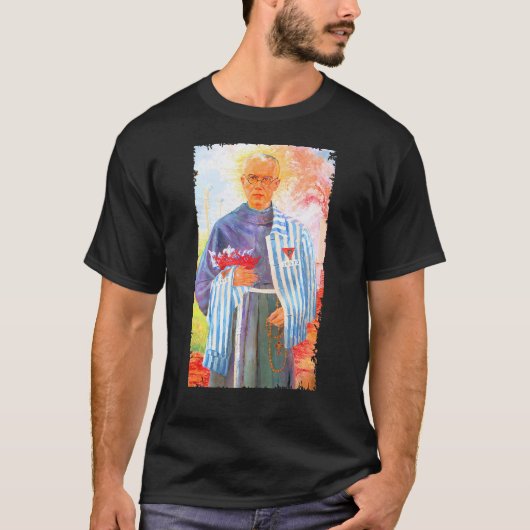 St Maximilian Kolbe Zwei Kronen Katholische Heilig T-Shirt (Vorderseite)