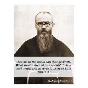St. Maximillian Kolbe Zitat zur Wahrheit Fotodruck