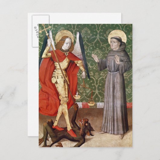 St. Michael and St. Francis of Assisi, c. 1480 Postkarte (Vorne/Hinten)