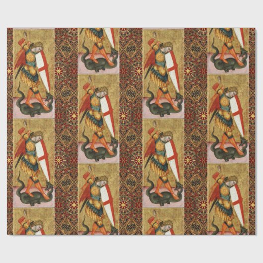 St. Michael Archangel and Dragon Sienese Geschenkpapier (Flach)