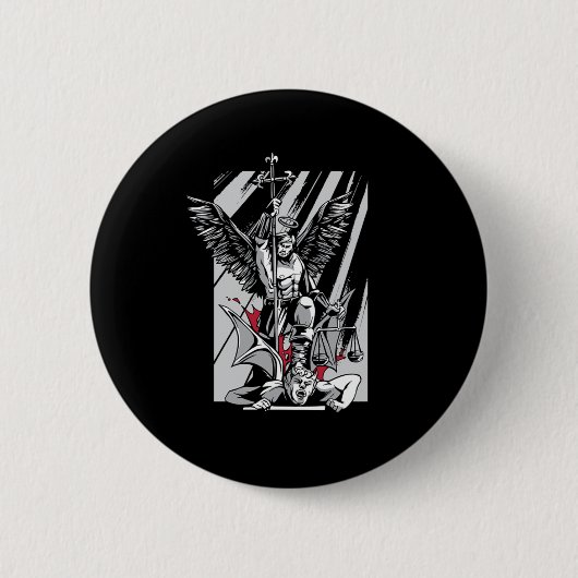 St. Michael Archangel Evil Religion Glaubensstifte Button (Vorderseite)