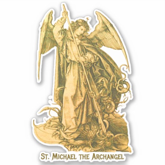 St. Michael Archangel Gold Renaissance Mittelalter Aufkleber (Vorderseite)