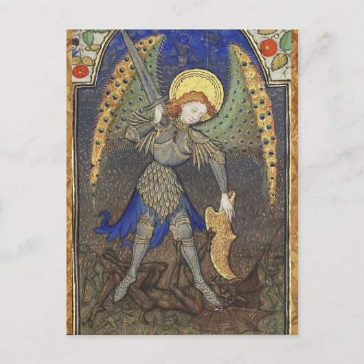 St MICHAEL ARCHANGEL MIT DEVIL Postkarte (Vorderseite)