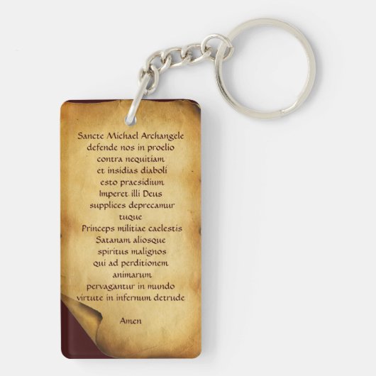 ST MICHAEL ARCHANGEL MIT DRAGON-Gebetspark Schlüsselanhänger (Rückseite)